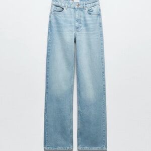 ZARA NEW WOMAN HIGH RISE Z1975 STRAIGHT LEG JEANS LIGHT BLUE 6147/022